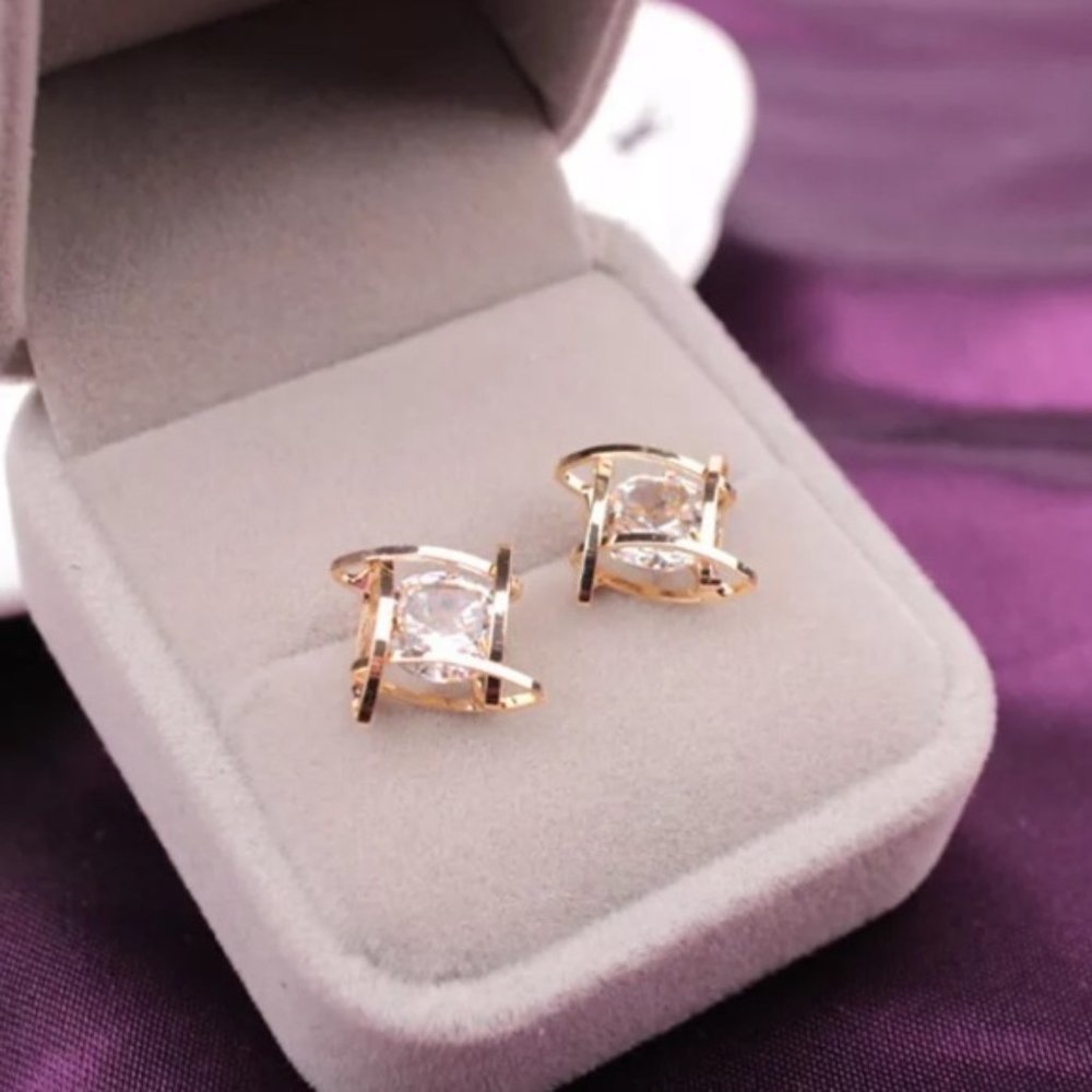 Gorgeous Square Zircon Stud Earrings - Picture 4 of 9